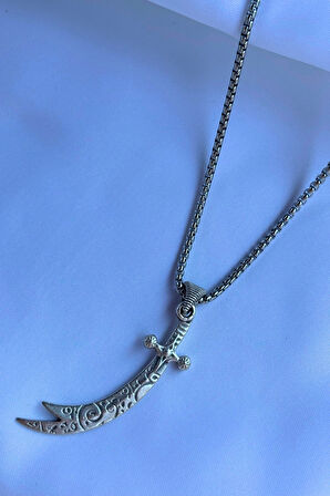 Hz. Ali Zülfikar Kılıcı El İşçiliği Paslanmaz Çelik Zincir Erkek Kolye