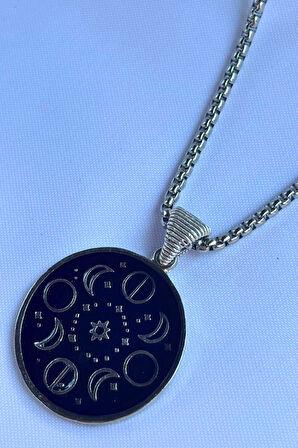 Ay Evreleri El İşçiliği Paslanmaz Çelik Zincir Erkek Kolye