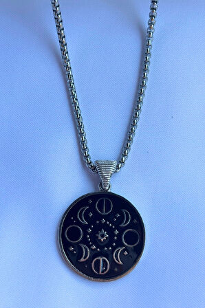 Ay Evreleri El İşçiliği Paslanmaz Çelik Zincir Erkek Kolye