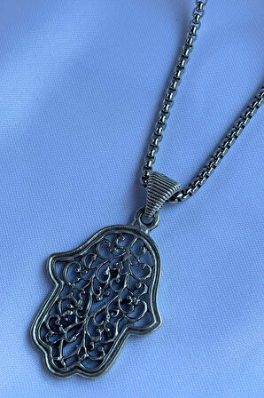 Fatma Ana Eli El İşçiliği Paslanmaz Çelik Zincir Erkek Kolye