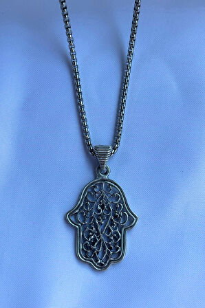 Fatma Ana Eli El İşçiliği Paslanmaz Çelik Zincir Erkek Kolye