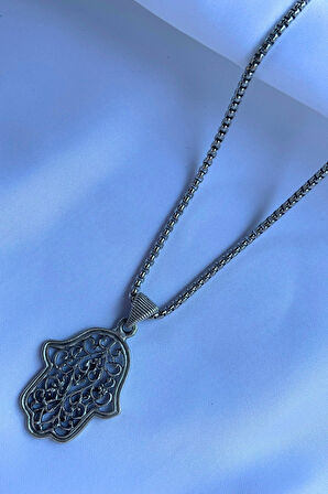 Fatma Ana Eli El İşçiliği Paslanmaz Çelik Zincir Erkek Kolye