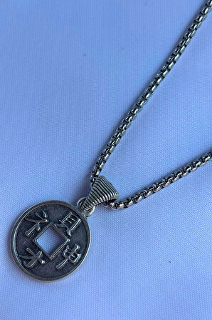 Şans Parası El İşçiliği Paslanmaz Çelik Zincir Erkek Kolye