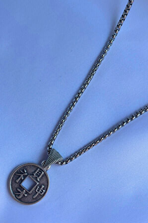 Şans Parası El İşçiliği Paslanmaz Çelik Zincir Erkek Kolye