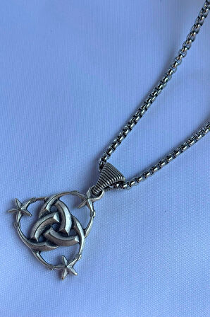 Ay Yıldız El İşçiliği Paslanmaz Çelik Zincir Erkek Kolye