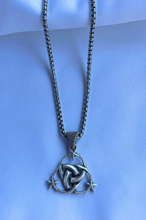 Ay Yıldız El İşçiliği Paslanmaz Çelik Zincir Erkek Kolye