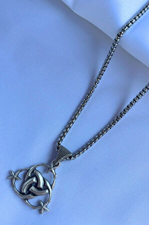 Ay Yıldız El İşçiliği Paslanmaz Çelik Zincir Erkek Kolye