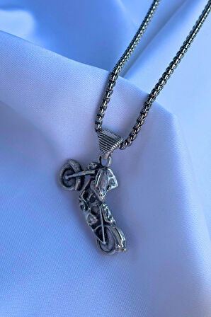 Motosiklet El İşçiliği Paslanmaz Çelik Zincir Erkek Kolye
