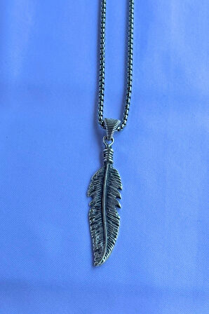 Kuş Tüyü El İşçiliği Paslanmaz Çelik Zincir Erkek Kolye