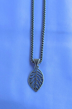 Yaprak El İşçiliği Paslanmaz Çelik Zincir Erkek Kolye