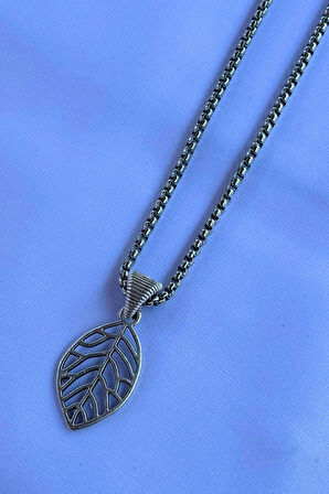 Yaprak El İşçiliği Paslanmaz Çelik Zincir Erkek Kolye