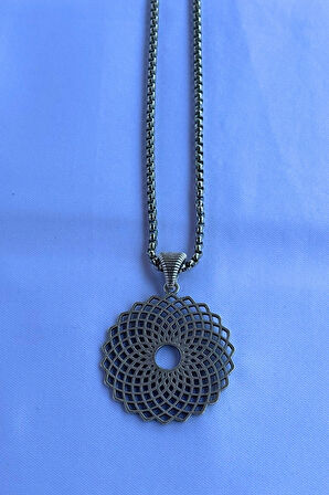 Mandala El İşçiliği Paslanmaz Çelik Zincir Erkek Kolye