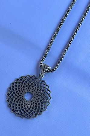 Mandala El İşçiliği Paslanmaz Çelik Zincir Erkek Kolye