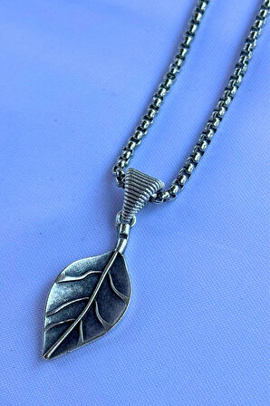 Yaprak El İşçiliği Paslanmaz Çelik Zincir Erkek Kolye