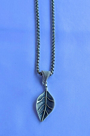 Yaprak El İşçiliği Paslanmaz Çelik Zincir Erkek Kolye