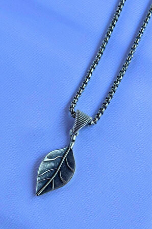 Yaprak El İşçiliği Paslanmaz Çelik Zincir Erkek Kolye