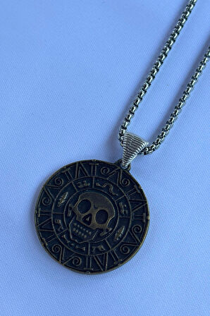 Kuru Kafa El İşçiliği Paslanmaz Çelik Zincir Erkek Kolye