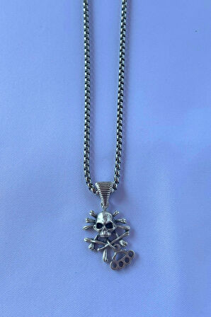 Kuru Kafa El İşçiliği Paslanmaz Çelik Zincir Erkek Kolye