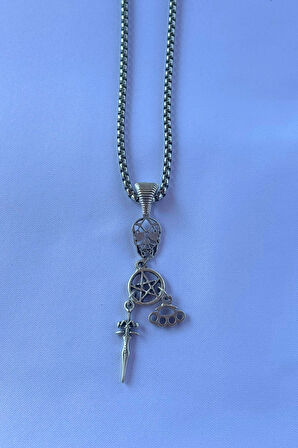 Çok Figürlü El İşçiliği Paslanmaz Çelik Zincir Erkek Kolye