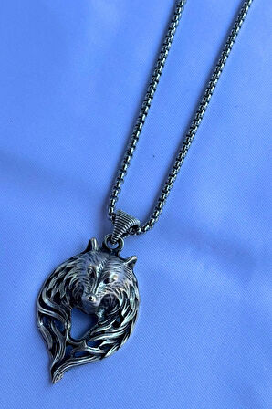 Kurt Başlı El İşçiliği Paslanmaz Çelik Zincir Erkek Kolye