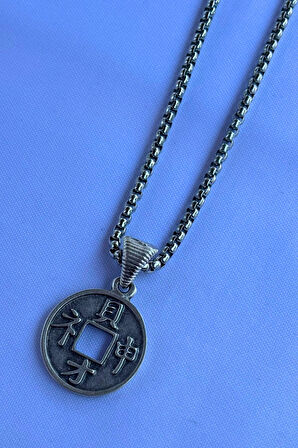 Şans Parası El İşçiliği Paslanmaz Çelik Zincir Erkek Kolye