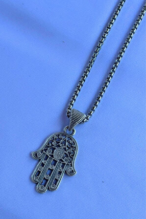 Fatma Ana Eli El İşçiliği Paslanmaz Çelik Zincir Erkek Kolye