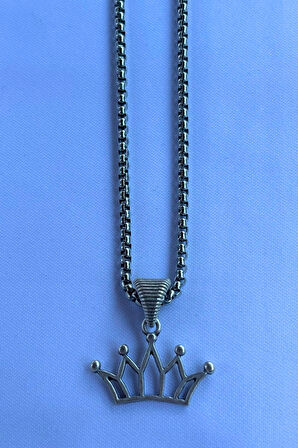 Kral Tacı El İşçiliği Paslanmaz Çelik Zincir Erkek Kolye