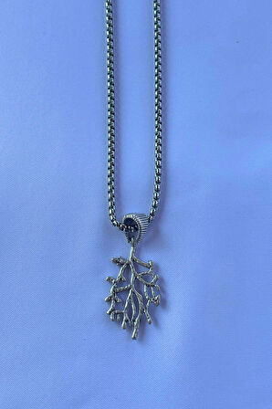 Ağaç Dalı El İşçiliği Paslanmaz Çelik Zincir Erkek Kolye