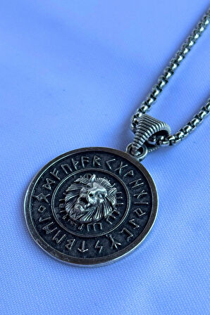 Aslanlı Viking El İşçiliği Paslanmaz Çelik Zincir Erkek Kolye