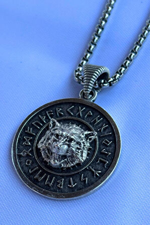 Kurt Viking El İşçiliği Paslanmaz Çelik Zincir Erkek Kolye