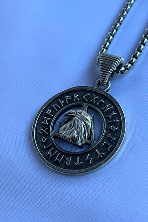 Kartal Viking Run El İşçiliği Paslanmaz Çelik Zincir Erkek Kolye