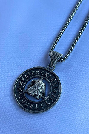 Kartal Viking Run El İşçiliği Paslanmaz Çelik Zincir Erkek Kolye