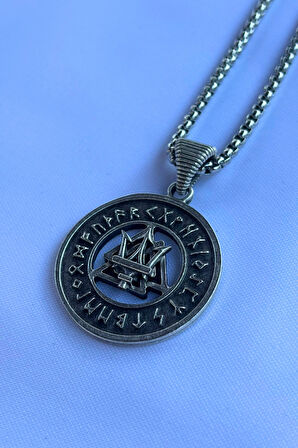 Mızraklı Viking Run El İşçiliği Paslanmaz Çelik Zincir Erkek Kolye