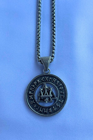 Mızraklı Viking Run El İşçiliği Paslanmaz Çelik Zincir Erkek Kolye