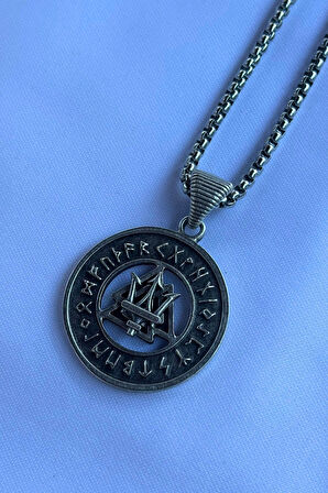 Mızraklı Viking Run El İşçiliği Paslanmaz Çelik Zincir Erkek Kolye