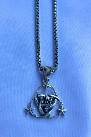 Mızraklı Ay Yıldız El İşçiliği Paslanmaz Çelik Zincir Erkek Kolye