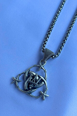 Mızraklı Ay Yıldız El İşçiliği Paslanmaz Çelik Zincir Erkek Kolye