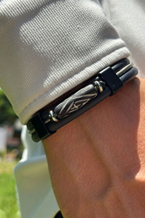 El İşçiliği ile Üretilmiş Hakiki Deri Erkek Bileklik