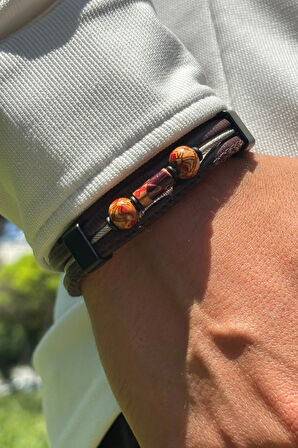 El İşçiliği ile Üretilmiş Hakiki Deri Erkek Bileklik