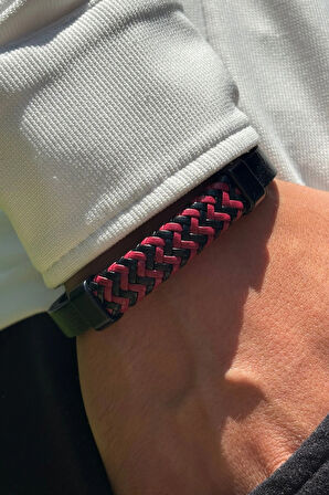 El İşçiliği ile Üretilmiş Hakiki Deri Erkek Bileklik