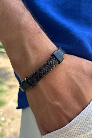 El İşçiliği ile Üretilmiş Hakiki Deri Erkek Bileklik