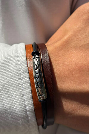 El İşçiliği ile Üretilmiş Hakiki Deri Erkek Bileklik