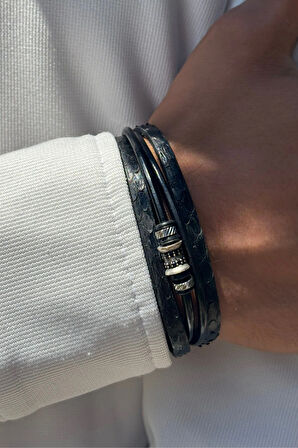 El İşçiliği ile Üretilmiş Hakiki Deri Erkek Bileklik