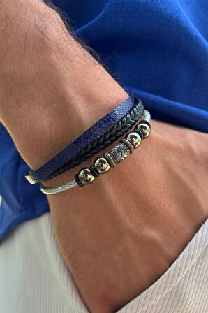 El İşçiliği ile Üretilmiş Hakiki Deri Erkek Bileklik