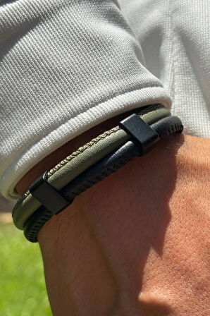 El İşçiliği ile Üretilmiş Hakiki Deri Erkek Bileklik