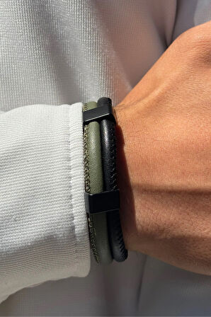 El İşçiliği ile Üretilmiş Hakiki Deri Erkek Bileklik