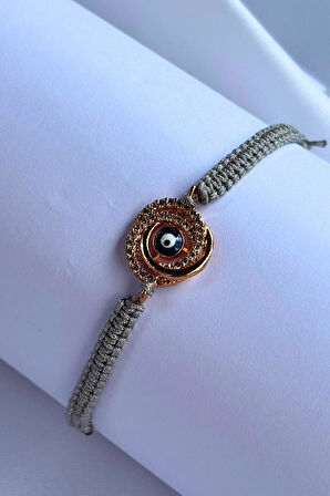 Spiral Nazar Boncuğu El Yapımı Ayarlanabilir Tasarım Kadın Bileklik