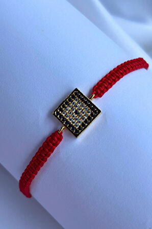 Taşlı Kare El Yapımı Ayarlanabilir Tasarım Kadın Bileklik