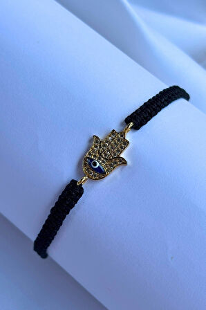 Hamsa El Motifli El Yapımı Ayarlanabilir Tasarım Kadın Bileklik