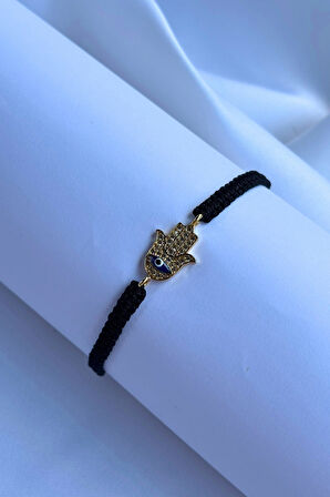 Hamsa El Motifli El Yapımı Ayarlanabilir Tasarım Kadın Bileklik